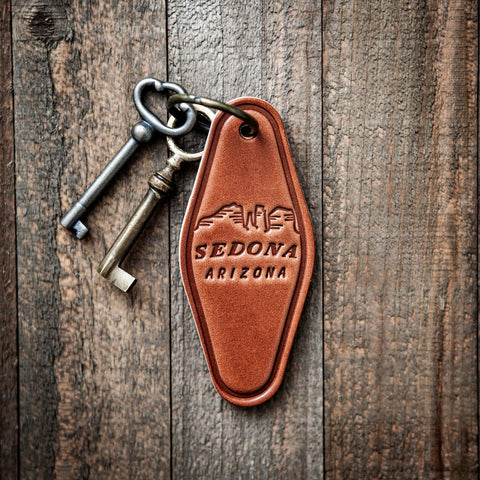 Sedona Arizona Leather Keychain Motel Style
