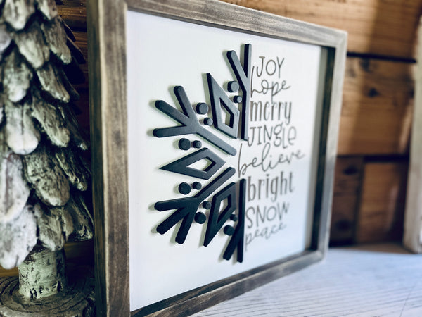 Christmas Sign | Snowflake Subway Art | Farmhouse Sign