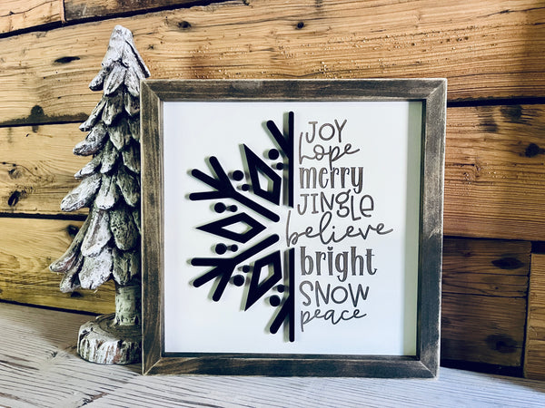 Christmas Sign | Snowflake Subway Art | Farmhouse Sign