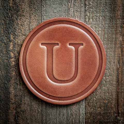 U Monogram Letter Leather Coaster
