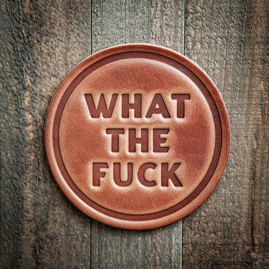 What The Fuck Leather Coaster