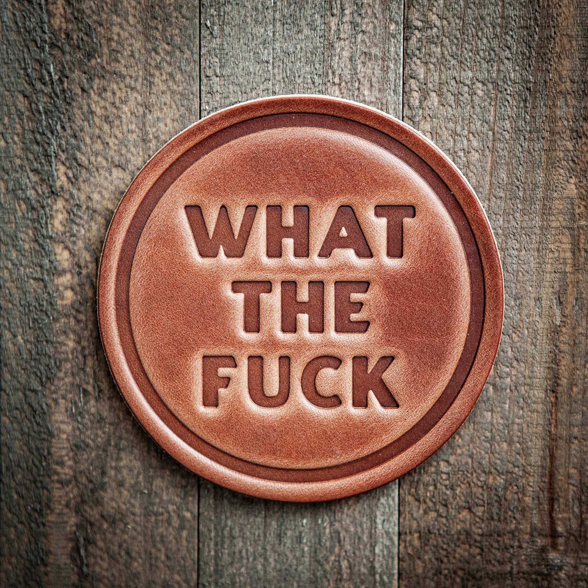 What The Fuck Leather Coaster