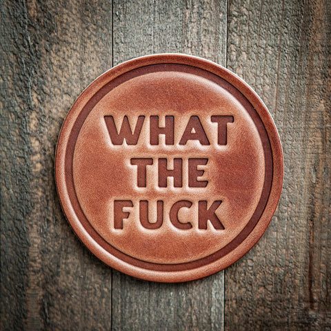 What The Fuck Leather Coaster