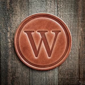 W Monogram Letter Leather Coaster