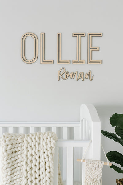 Wooden wall letters for kids’ room made from maple wood