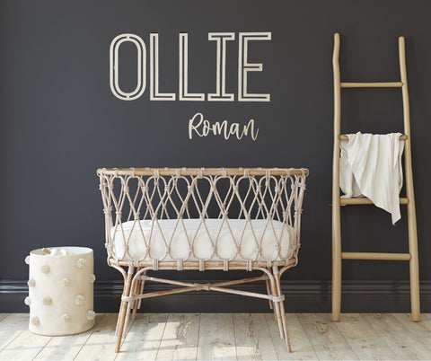 Personalized baby room name sign with modern and script font