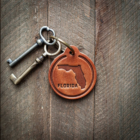 Florida Leather Keychain Circle