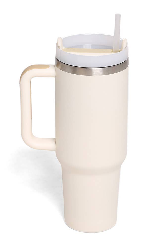 Solid Color 40oz Handle Tumbler: Charcoal