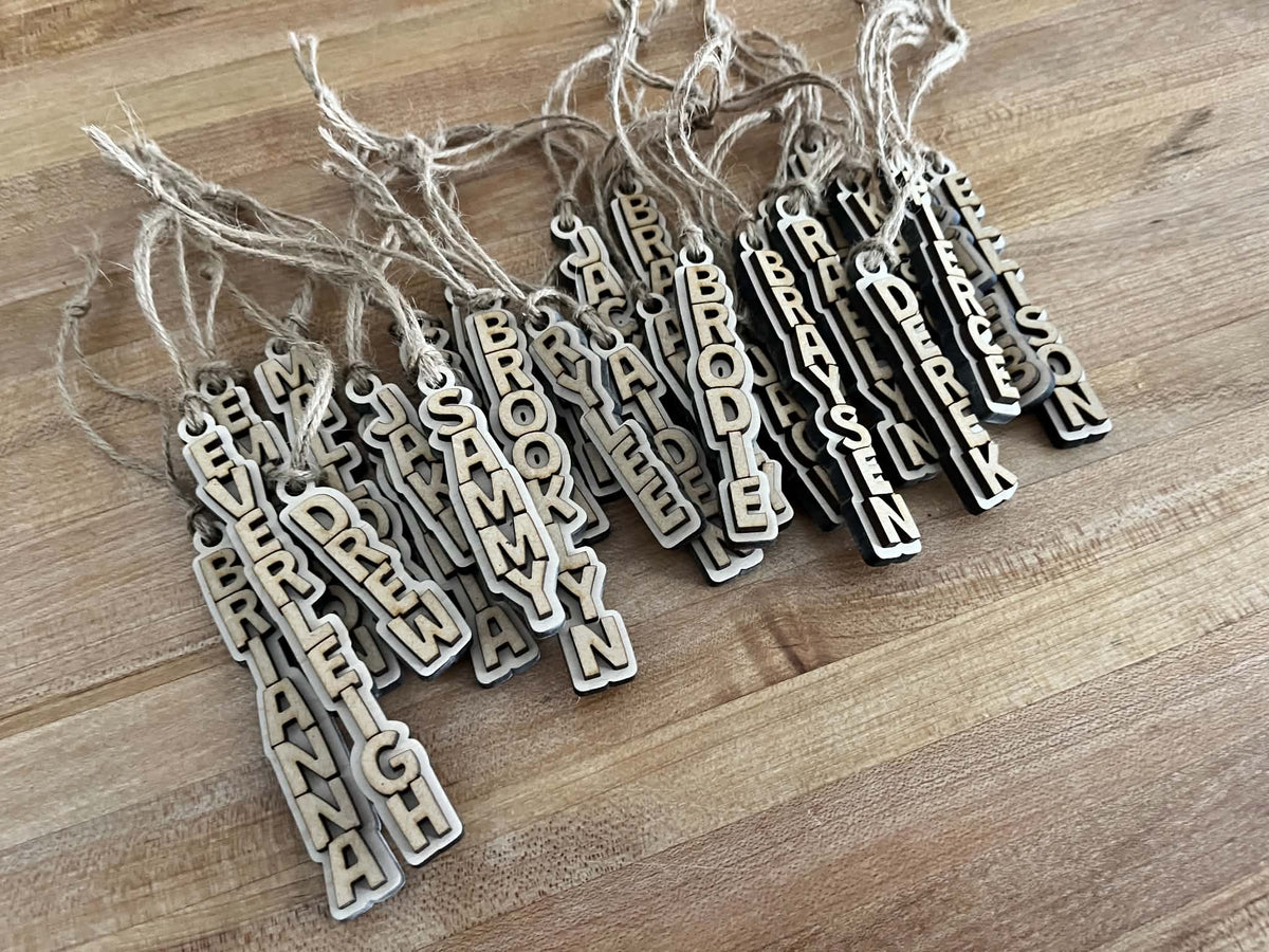 Personalized Name Stocking Tag or Christmas Ornament | Layered Wood Name Tag