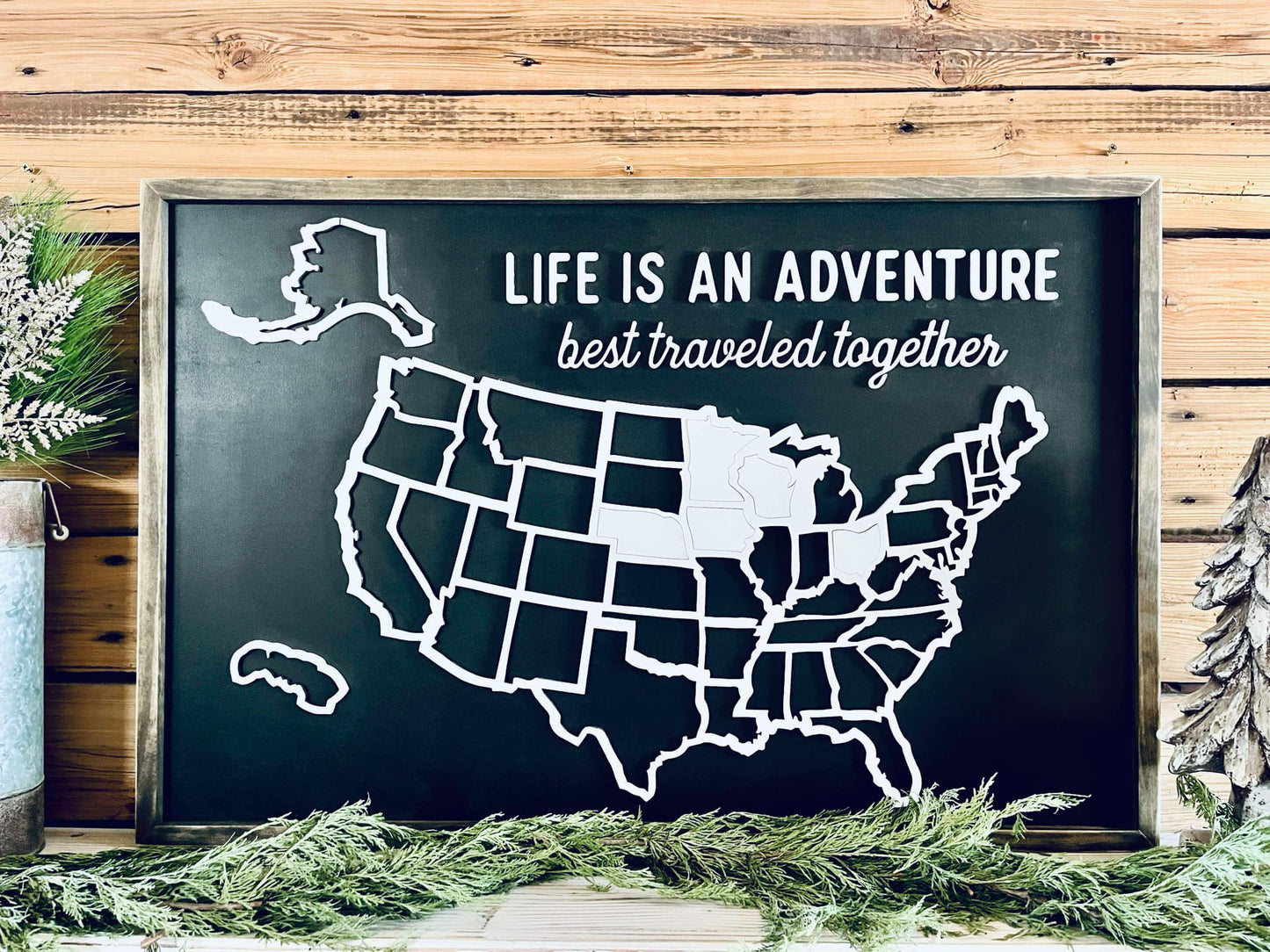 Wooden USA Travel Map with Removable State Pieces – 36”x24” Framed Adventure Tracker