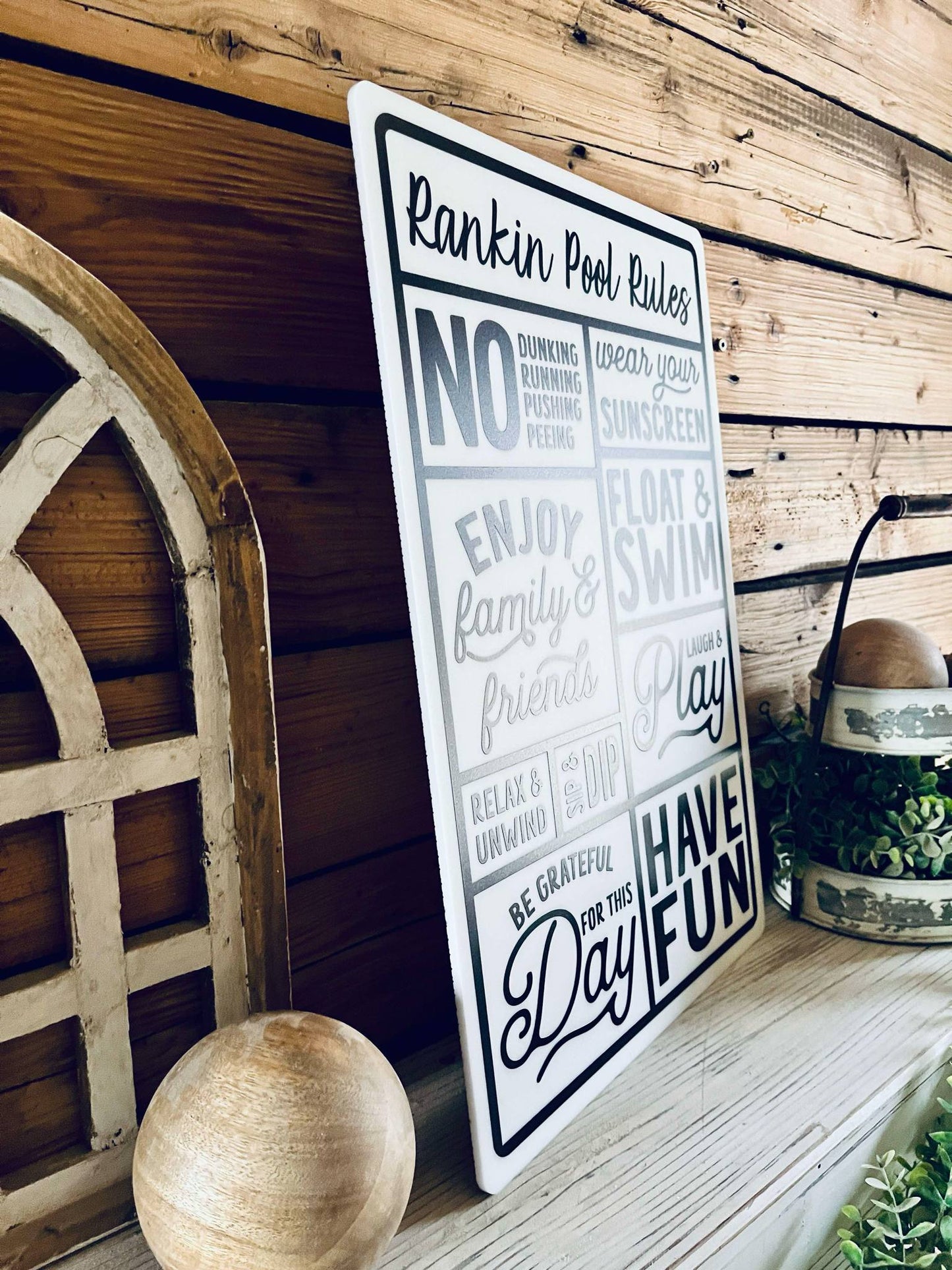 Custom Pool Rules Acrylic Sign | Personalized Family Fun Wall Art | No Running, Sunscreen, Relax & Unwind Decor | Unique Gift for Poolside | Beach House Wall Decor