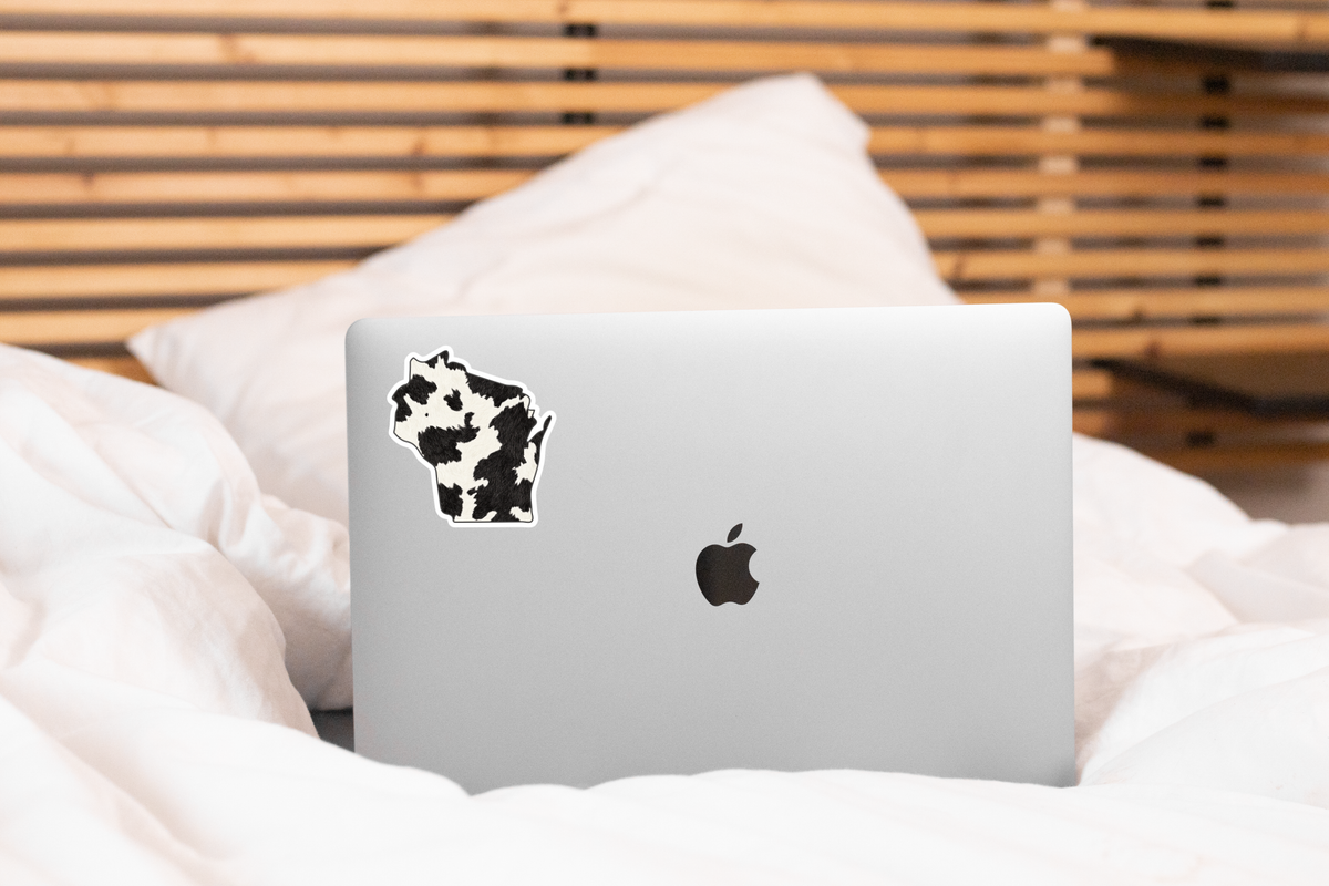 Wisconsin Cow Print Sticker - wi, midwest, dairyland, farm
