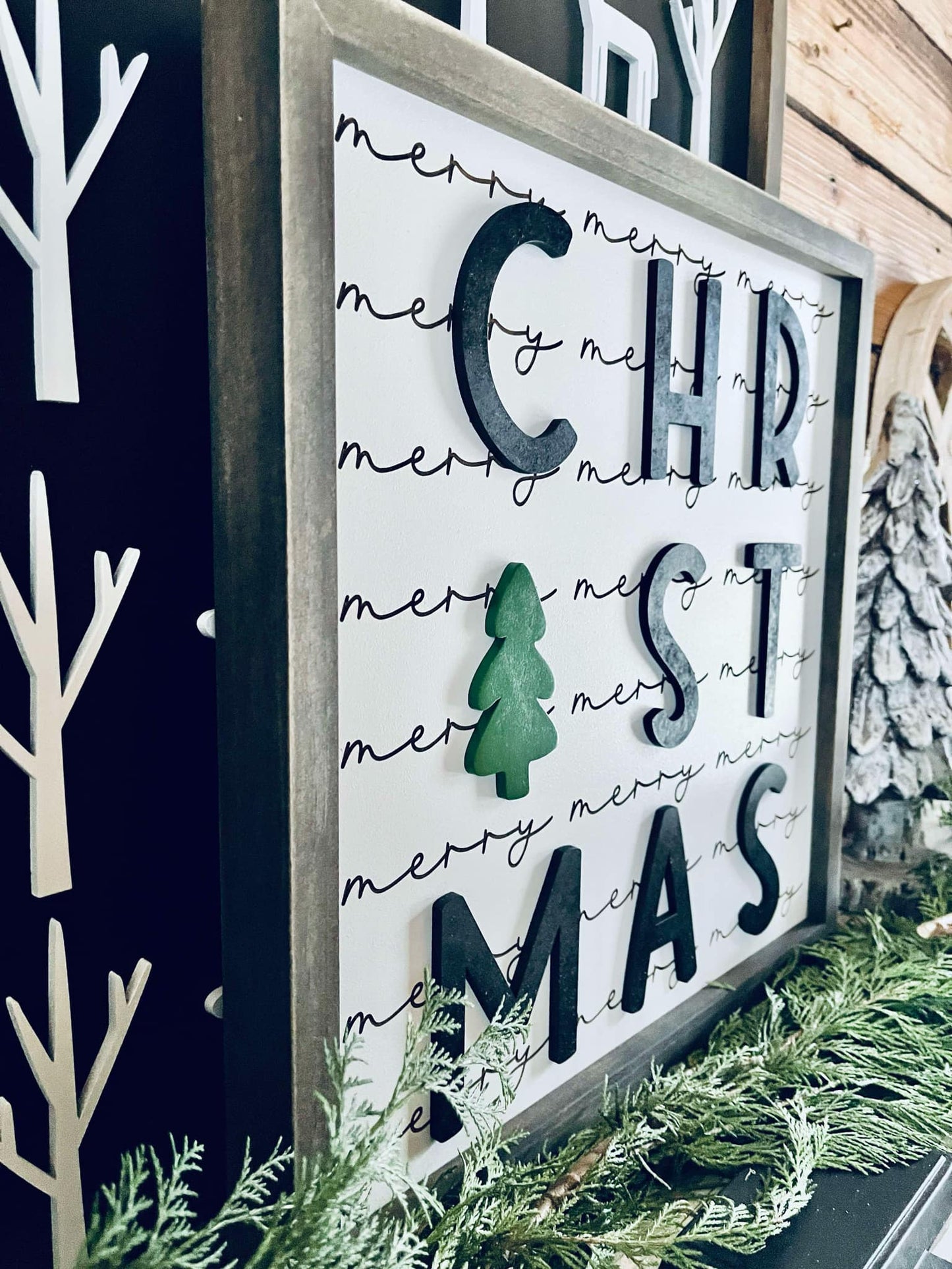 READY TO SHIP - Merry Christmas Sign | Farmhouse Winter Sign | Christmas Framed Sign