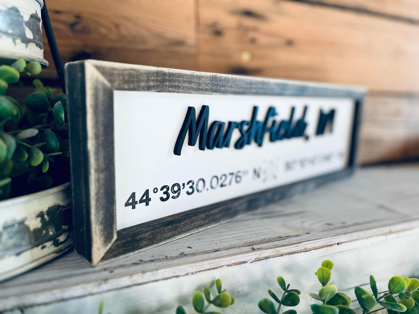 Custom City Coordinate Sign | Personalized Latitude & Longitude Sign | Raised Lettering & UV Printed Coordinates | Framed Wooden Sign | Farmhouse Home Decor
