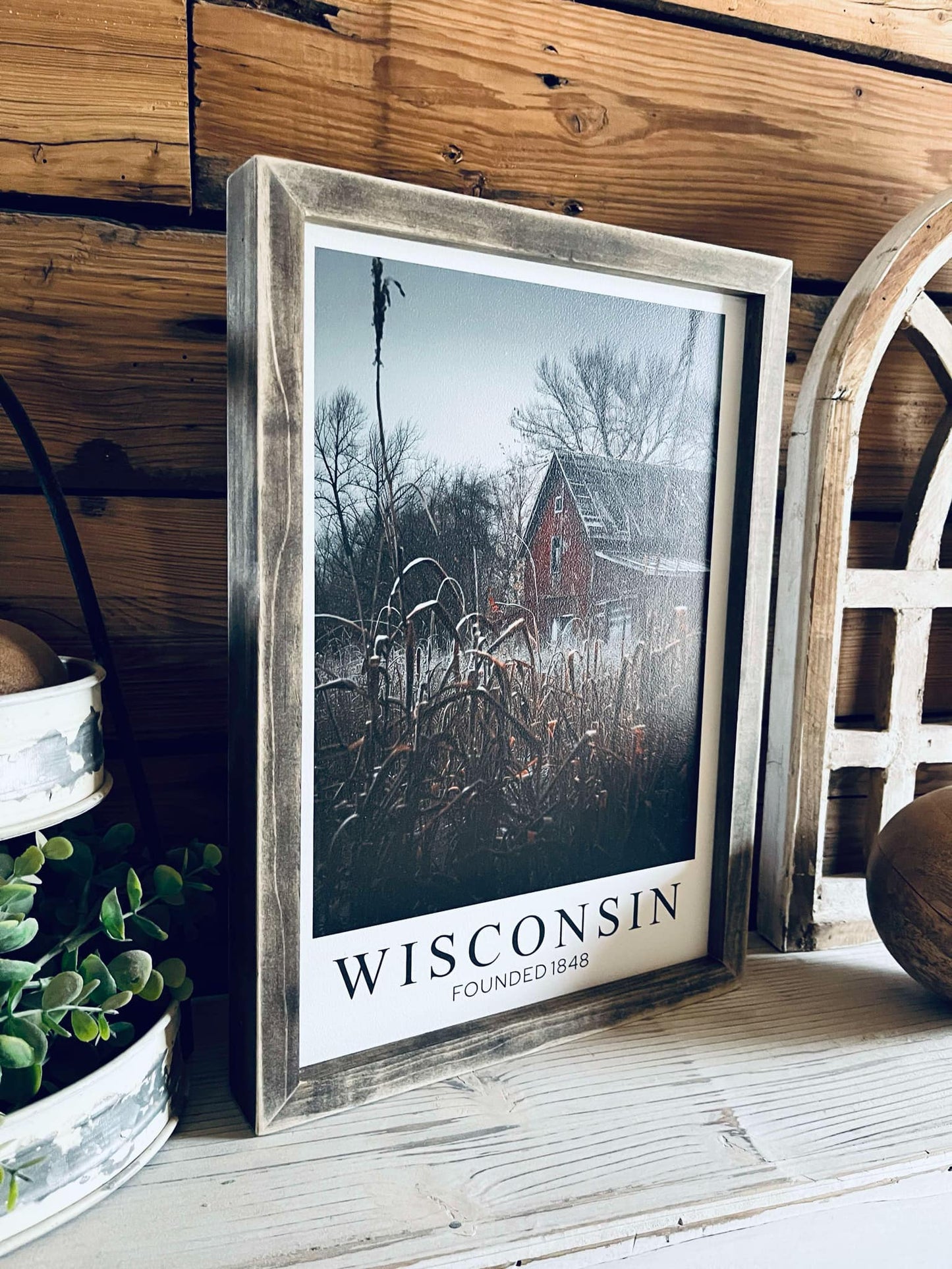 Wisconsin Barn Framed Wood Print | Cabin Decor | Nature-Inspired Wisconsin Gift