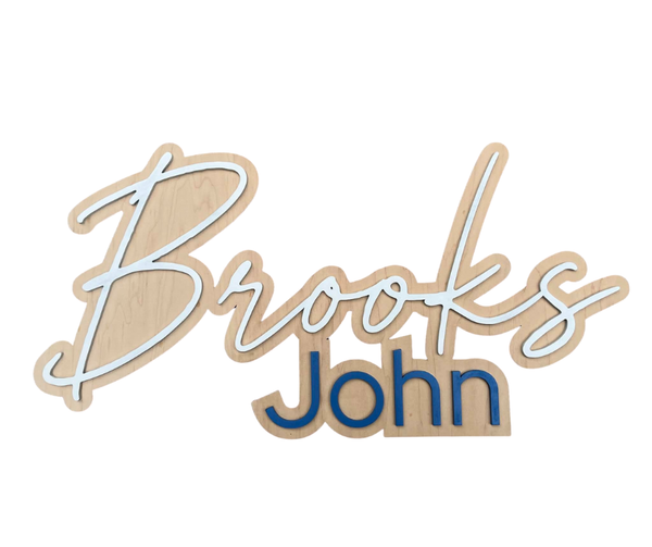 Personalized Nursery Name Sign – Layered First and Middle Name Wood Decor