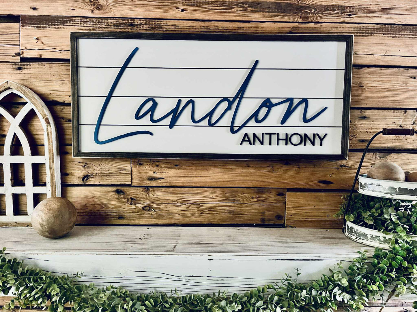 Personalized Nursery Name Sign – Custom Wood Baby Name Sign with First and Middle Name – Farmhouse Wall Decor for Boys Room or Baby Shower Gift