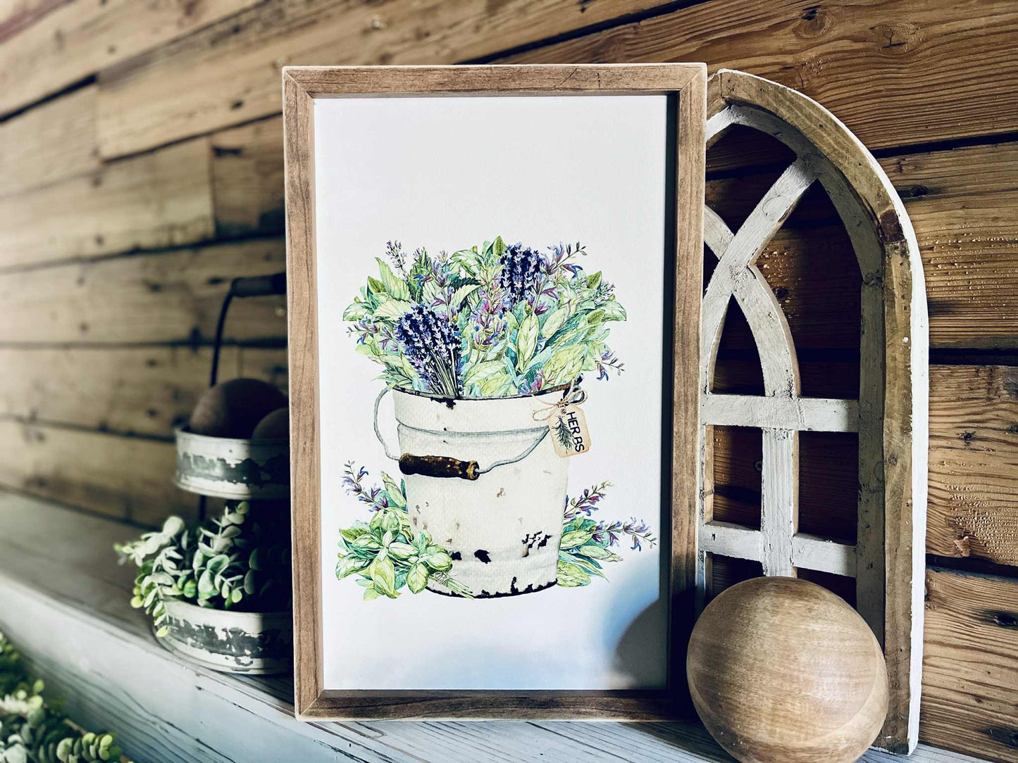Farm to Table Herb Kitchen Sign Set – Framed Botanical Wall Art – Fresh Picked Herbs, Parsley Sage Mint Basil Thyme – Rustic Farmhouse Kitchen Decor