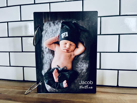 Newborn Baby Card Keeper with Photo Cover |Personalized Baby Memory Book with Name | Keepsake Binder for Baby Shower Cards & Milestone Notes