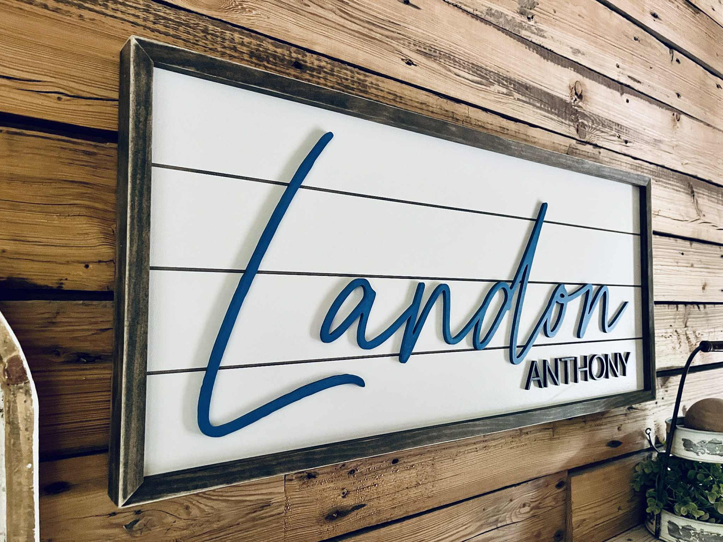 Personalized Nursery Name Sign – Custom Wood Baby Name Sign with First and Middle Name – Farmhouse Wall Decor for Boys Room or Baby Shower Gift
