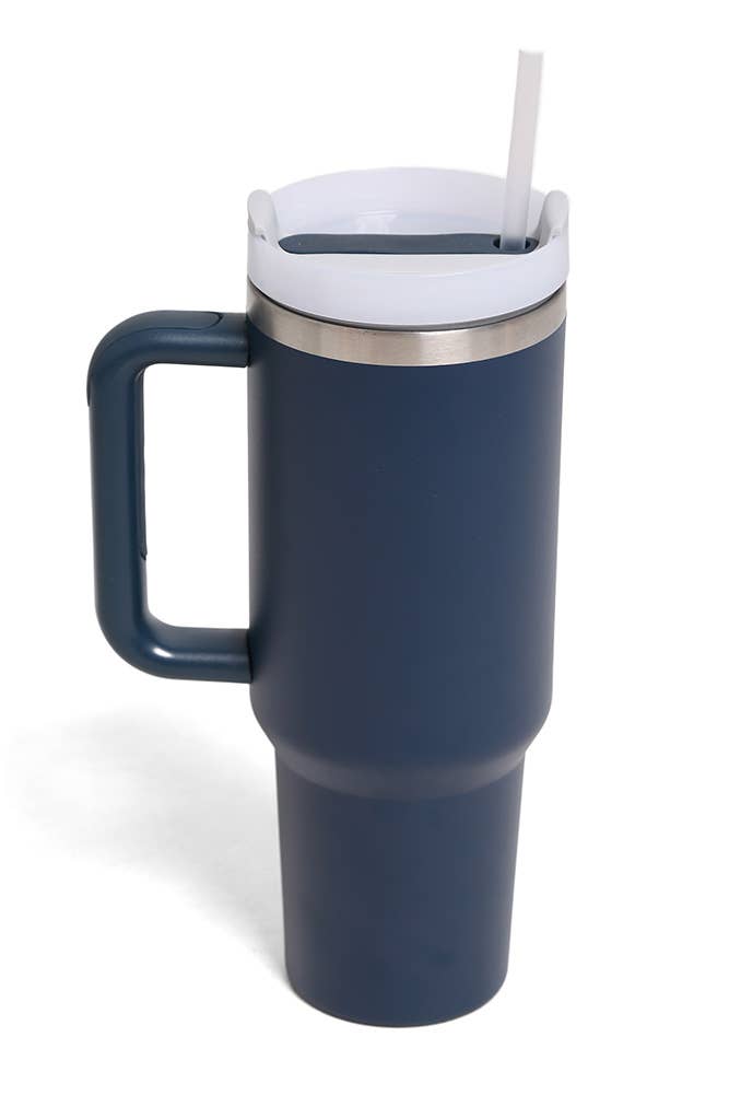 Solid Color 40oz Handle Tumbler: Charcoal