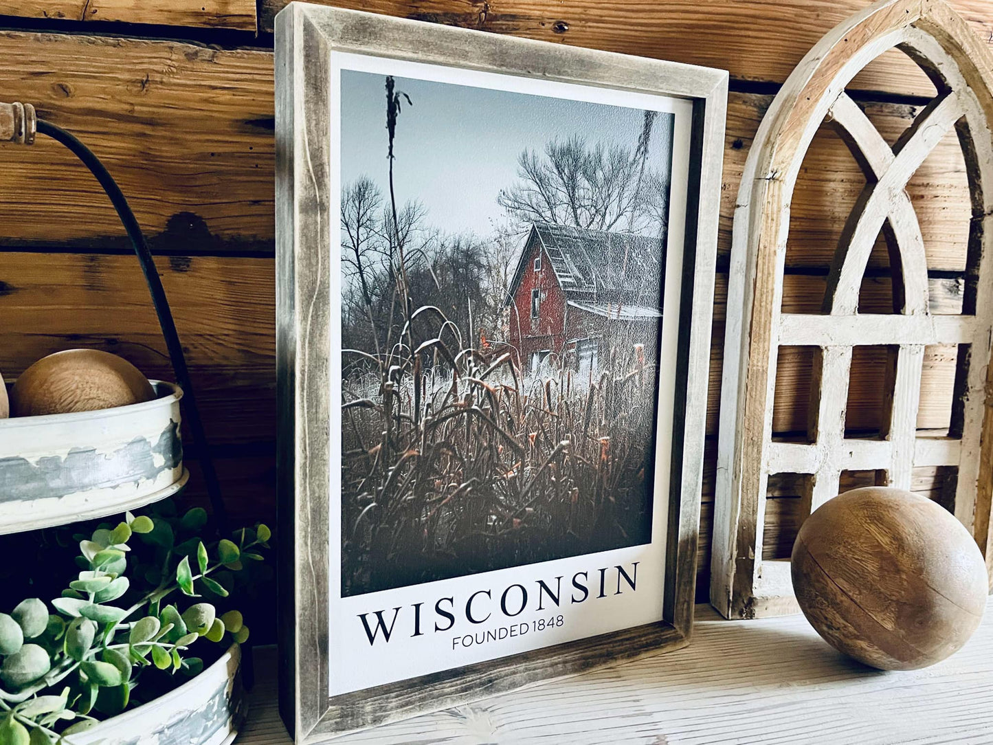 Wisconsin Barn Framed Wood Print | Cabin Decor | Nature-Inspired Wisconsin Gift