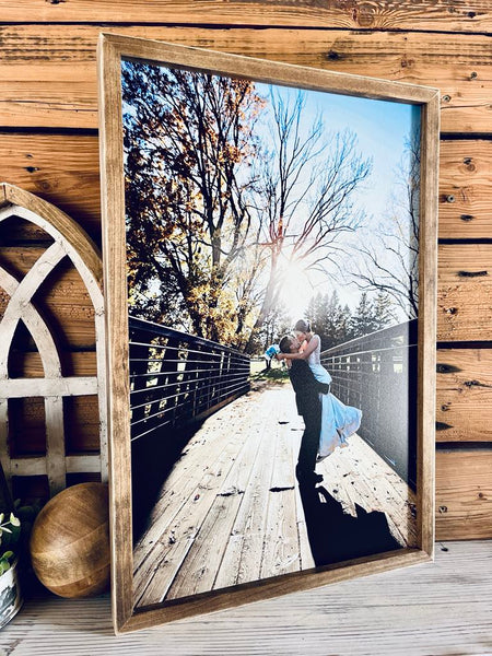 Personalized UV Printed Wedding Photo on Wood | Rustic Farmhouse Chic Custom Framed Art | Wedding Keepsake | Customizable Frame Color