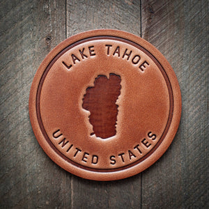 Lake Tahoe Silhouette Leather Coaster