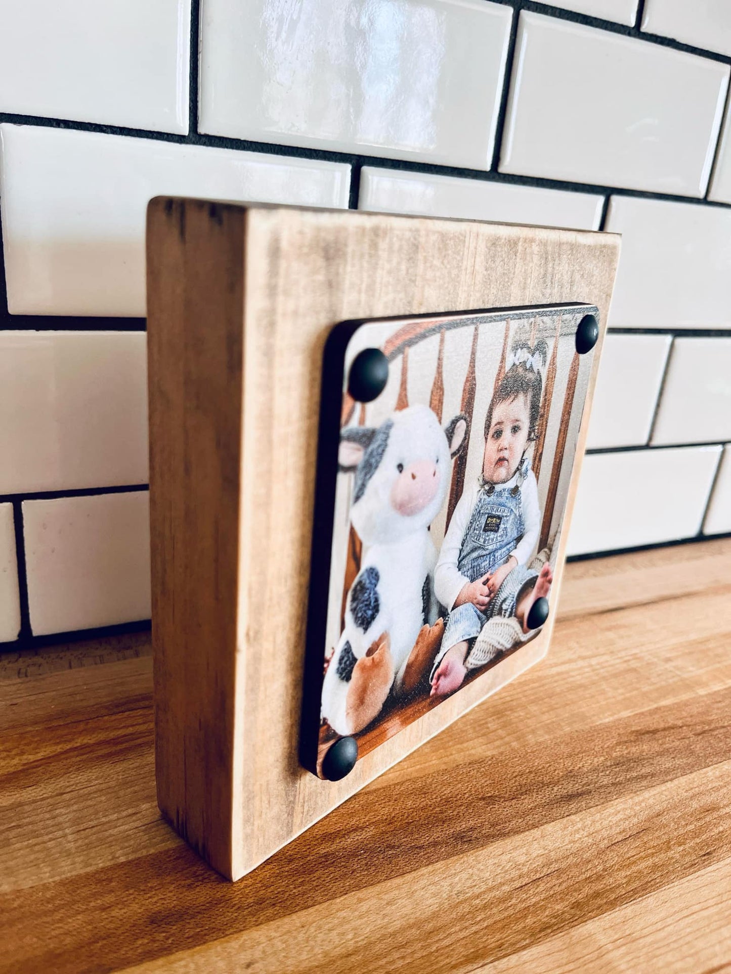 Personalized Photo Block Shelf Sitter – Custom Wood Picture Display