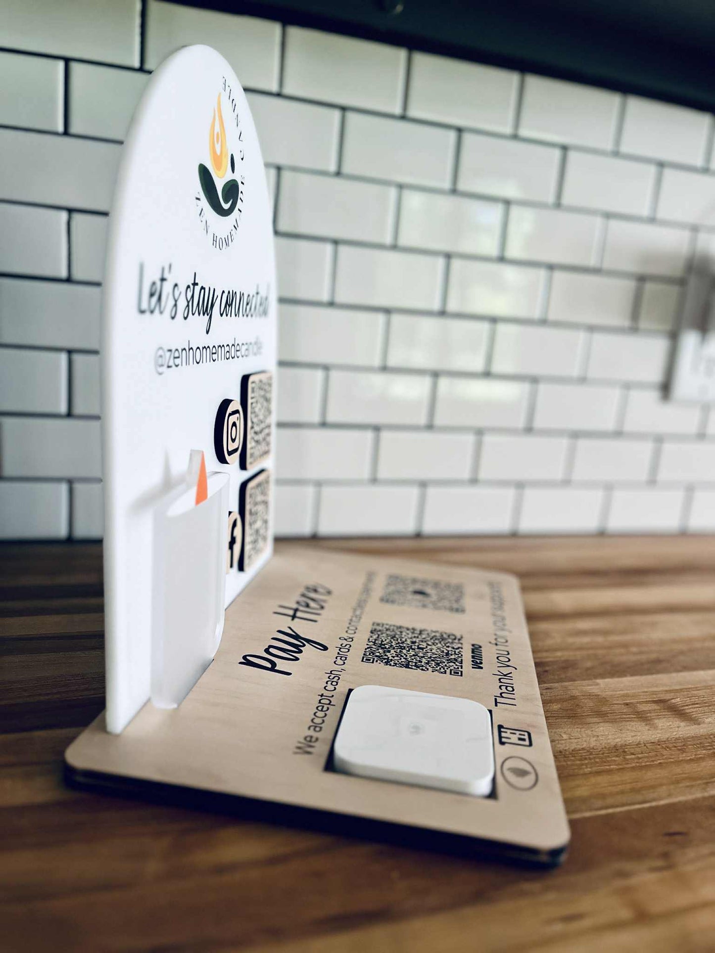 Custom QR Code Market Display Stand for Small Business | Payment & Social Media Sign | Laser Cut & UV Printed Vendor Booth Setup