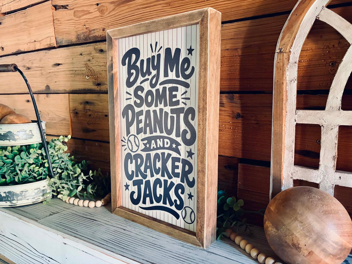 Buy Me Some Peanuts and Cracker Jacks Baseball Sign | Vintage Baseball Decor