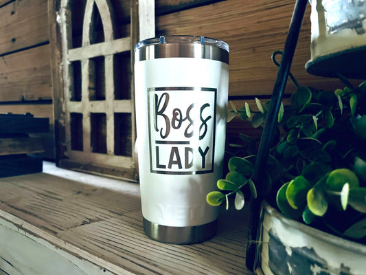 Engraved Boss Lady Tumbler with Handle | Custom Insulated Cup | Mother's Day Gift