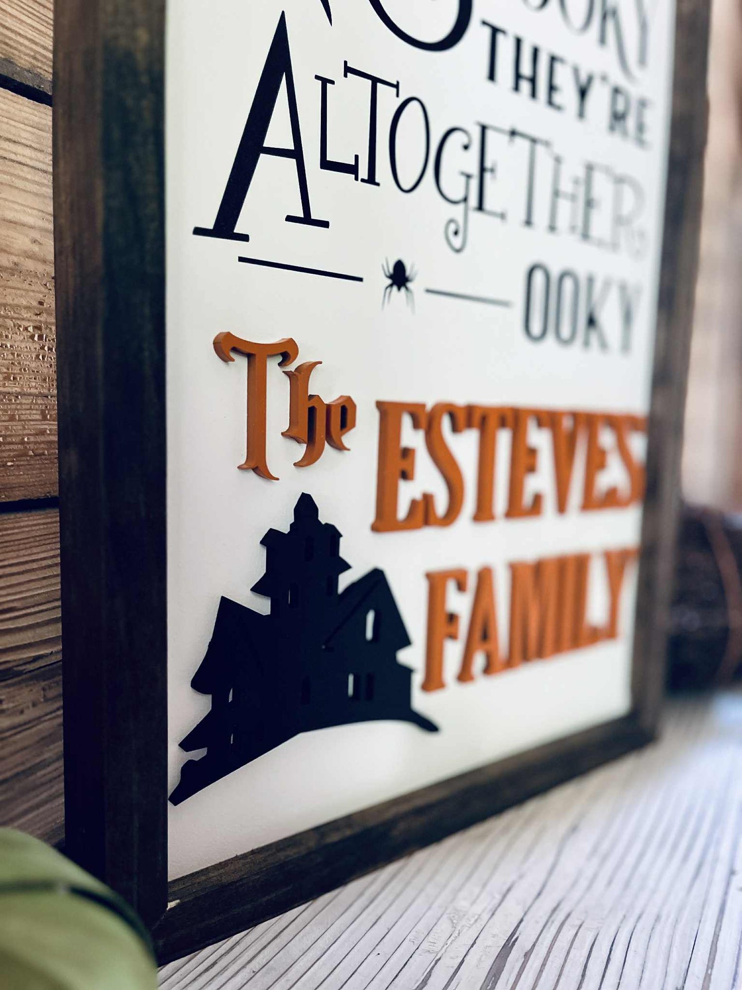 Personalized Halloween Family Sign – Creepy Spooky Mysterious Wall Decor – Custom Addams Family Style Home Decoration