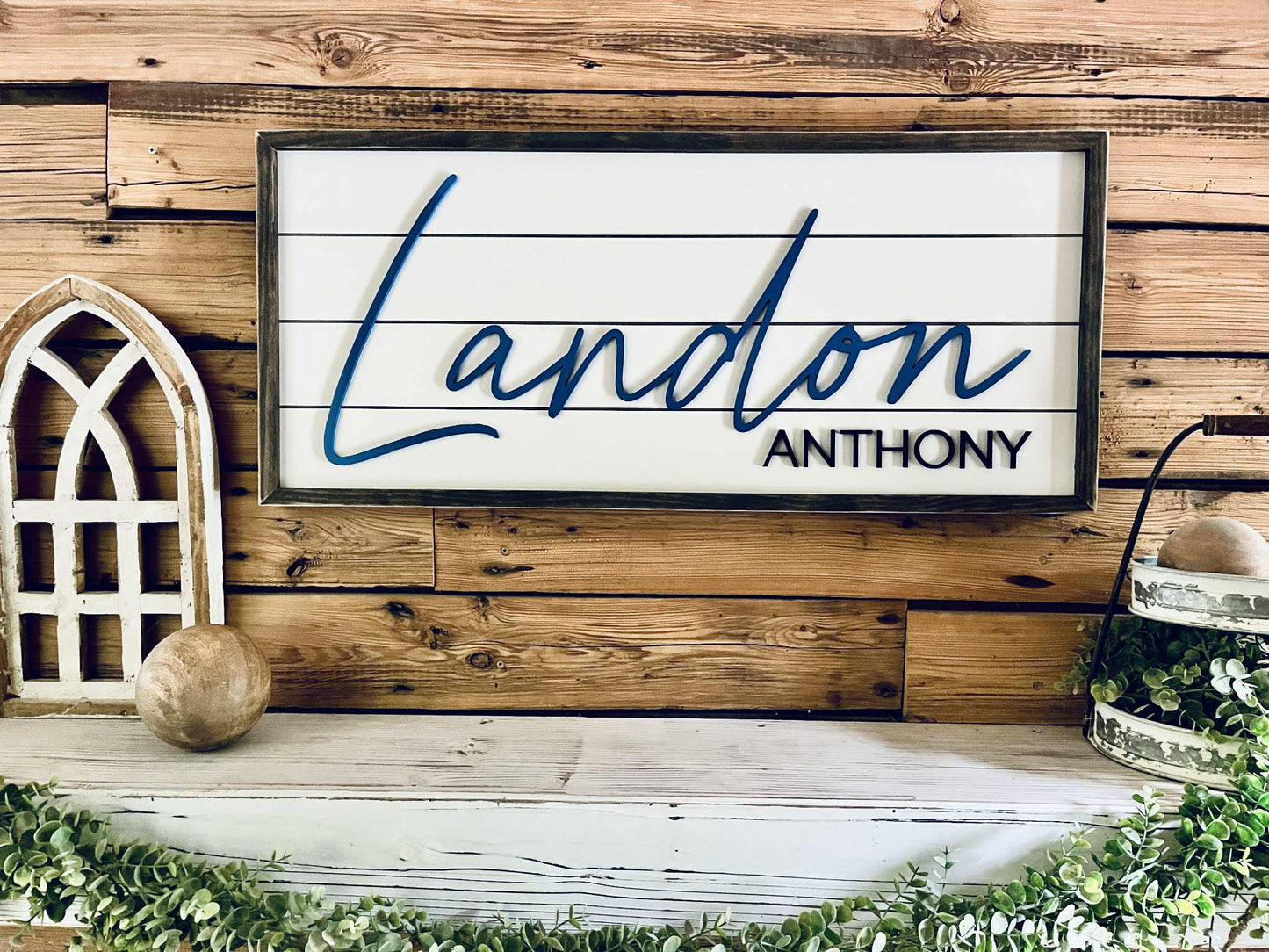 Personalized Nursery Name Sign – Custom Wood Baby Name Sign with First and Middle Name – Farmhouse Wall Decor for Boys Room or Baby Shower Gift