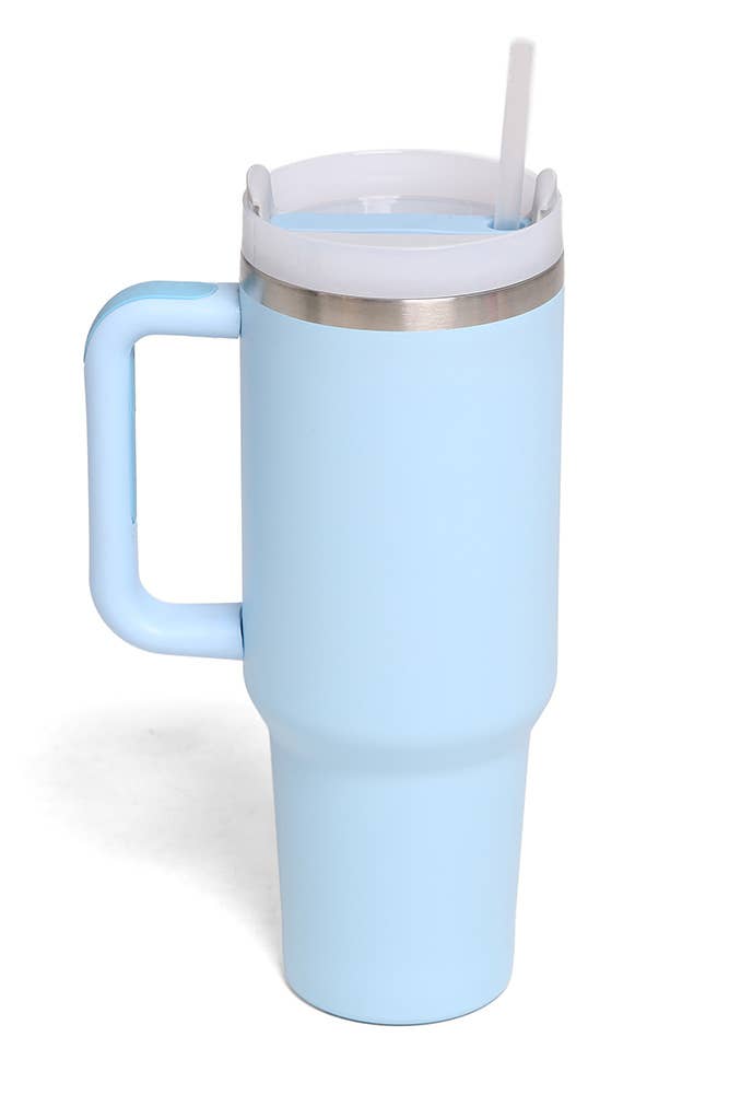 Solid Color 40oz Handle Tumbler: Charcoal