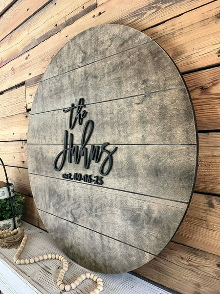 Round Wood Wedding Guestbook with Raised Lettering