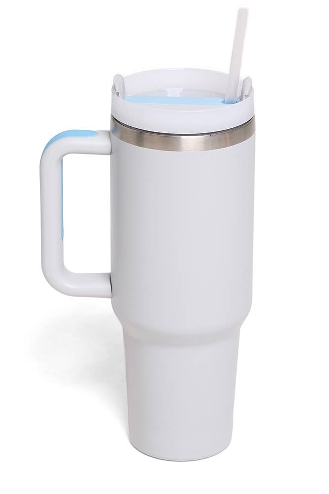 Solid Color 40oz Handle Tumbler: Charcoal