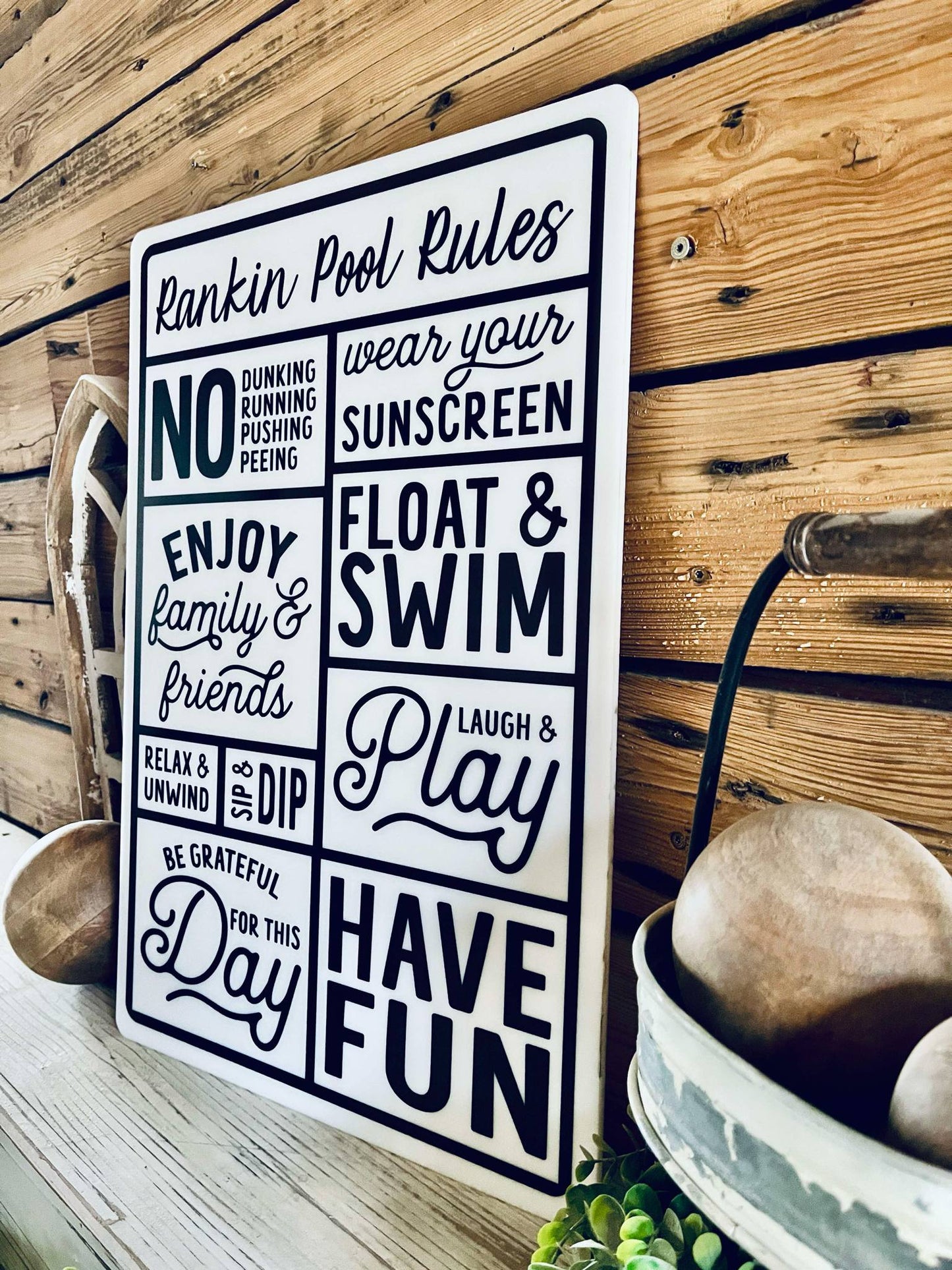Custom Pool Rules Acrylic Sign | Personalized Family Fun Wall Art | No Running, Sunscreen, Relax & Unwind Decor | Unique Gift for Poolside | Beach House Wall Decor