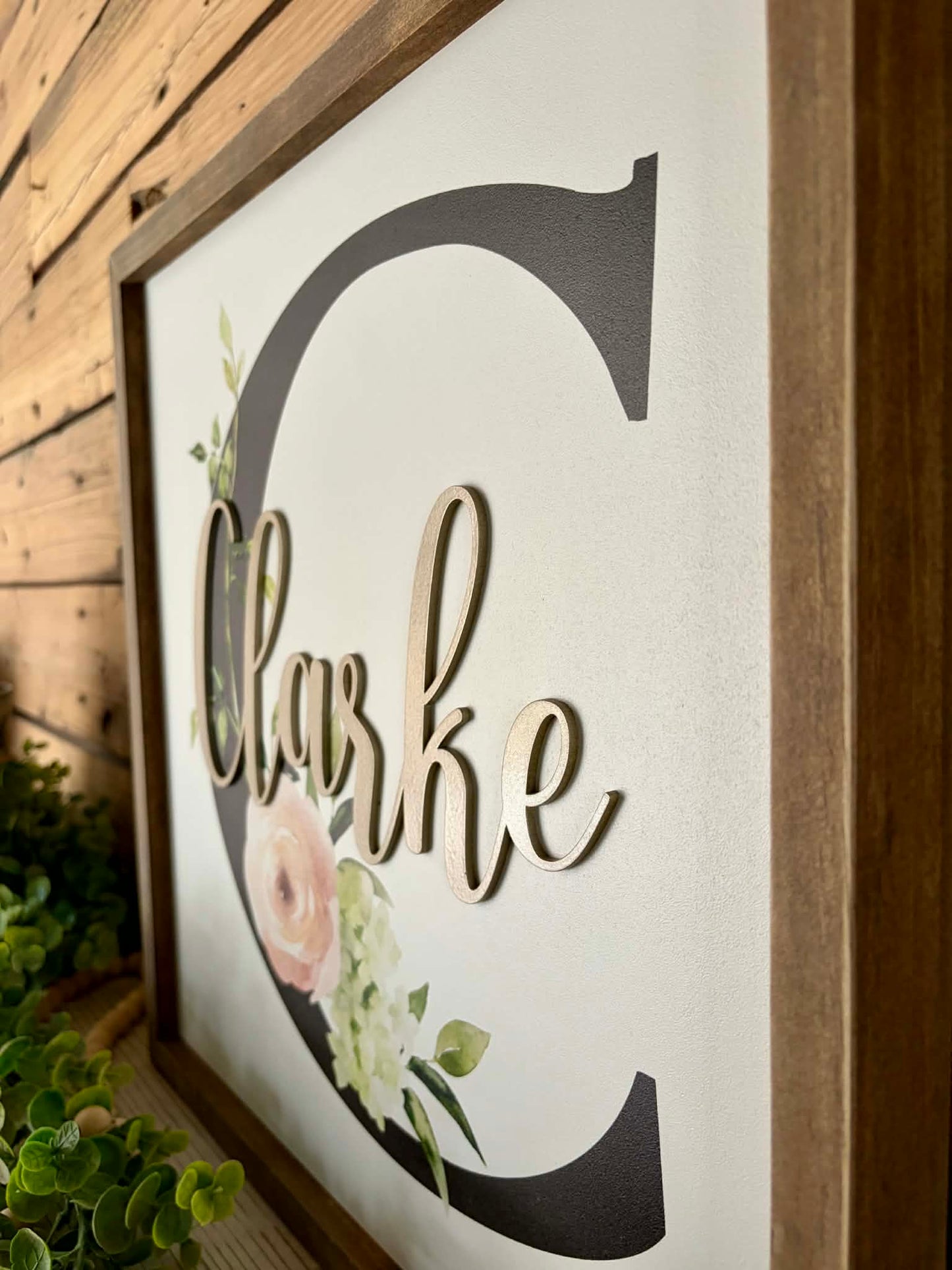 Custom 3D Raised Floral Last Name Sign - Personalized Wedding Gift