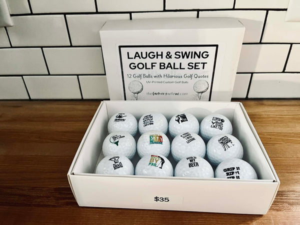 Funny Golf Balls Gift Set – Set of 12 Hilarious Golf Quote Balls | UV Printed Golf Balls | Gag Gift for Golfers