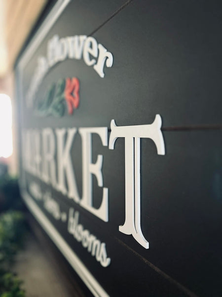 Flower Market Farmhouse Sign | Raised Lettering Farmhouse Sign with Shiplap