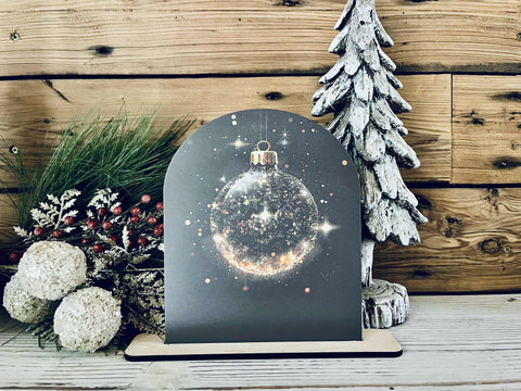 Sparkling Ornament Tabletop Sign – Farmhouse Christmas Freestanding Décor