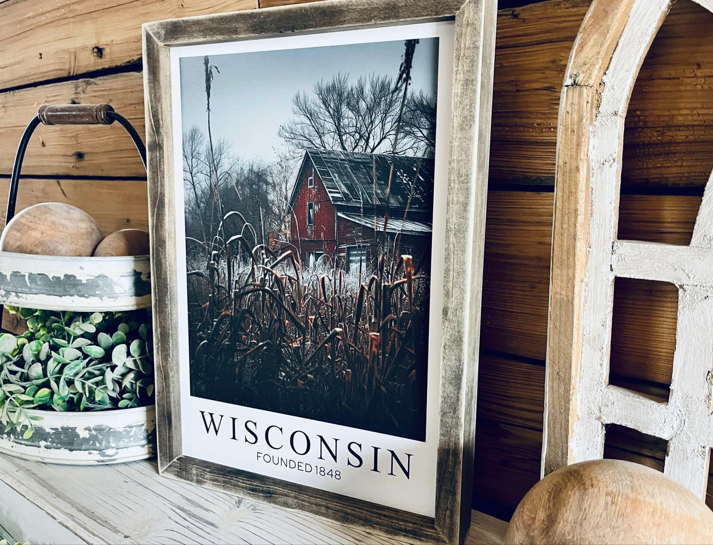Wisconsin Barn Framed Wood Print | Cabin Decor | Nature-Inspired Wisconsin Gift