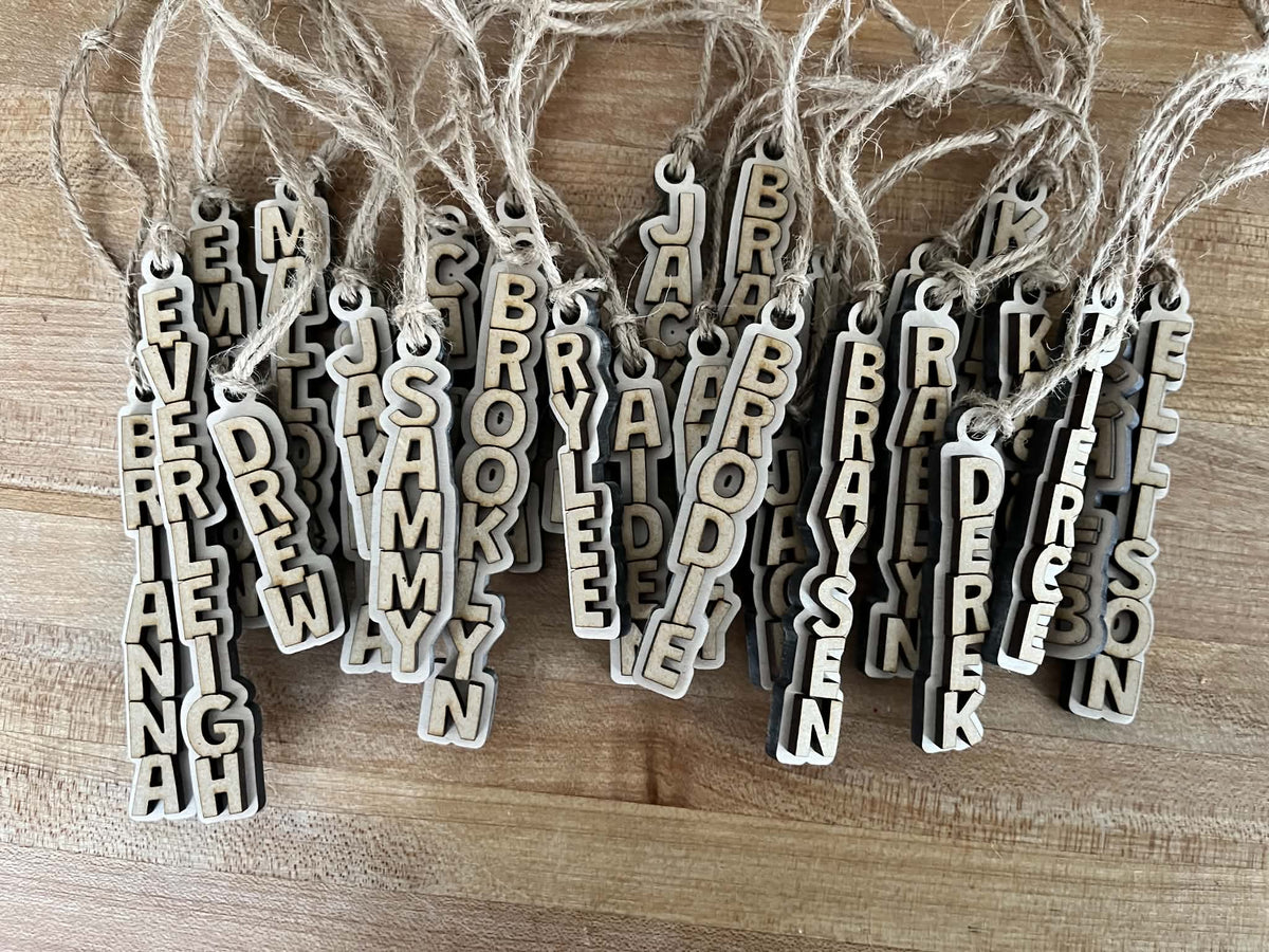 Personalized Name Stocking Tag or Christmas Ornament | Layered Wood Name Tag