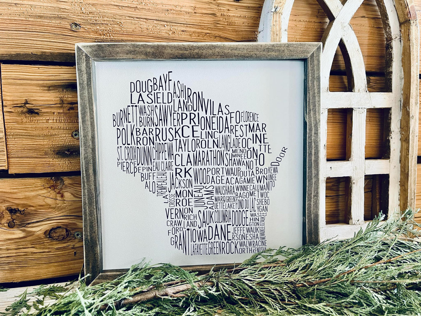 Wisconsin Counties Word Art Sign