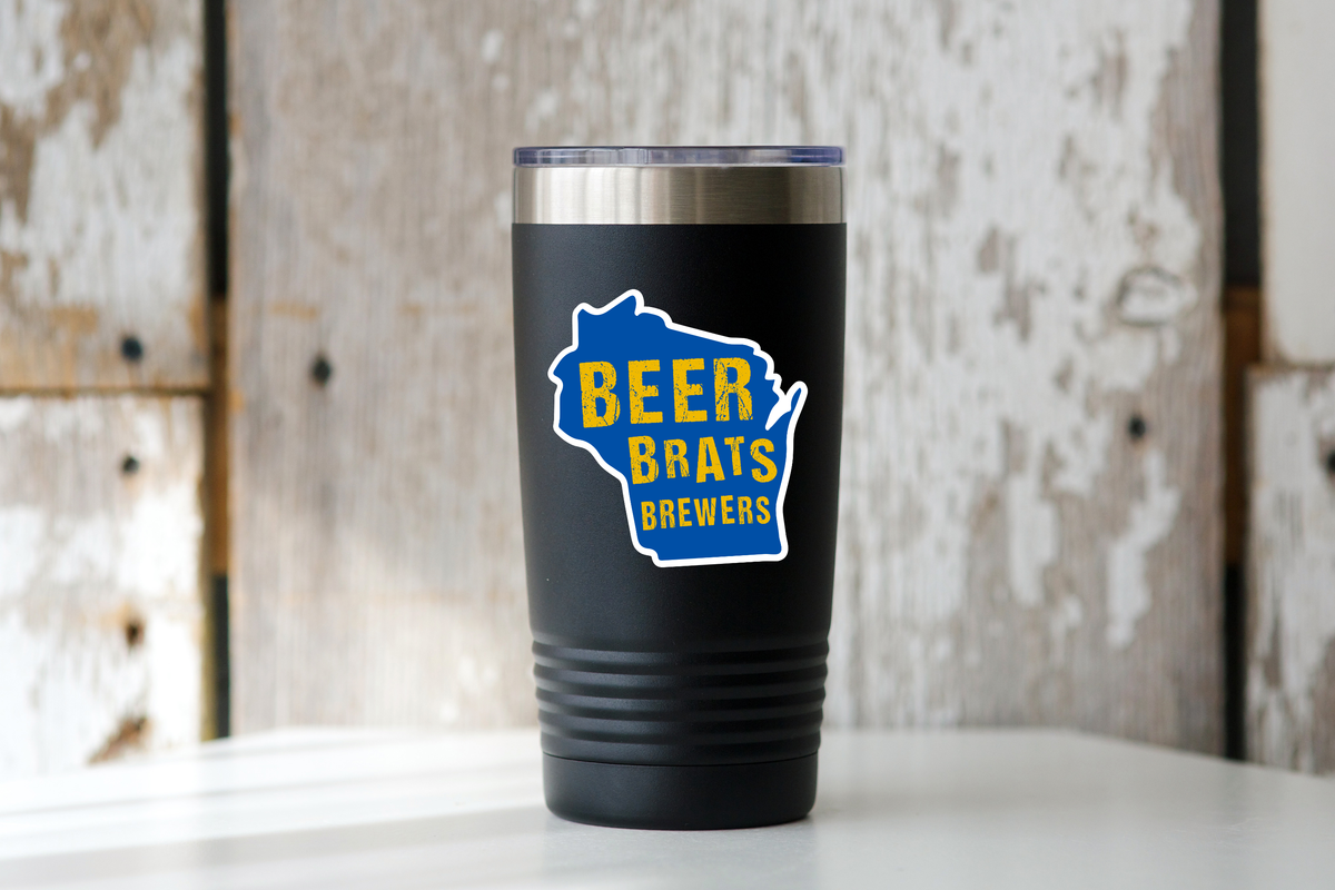 Beer Brats Brewers Sticker - wisconsin, baseball, brew crew