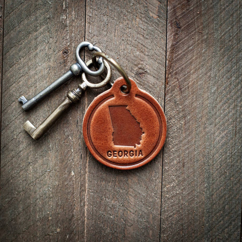 Georgia Leather Keychain Circle