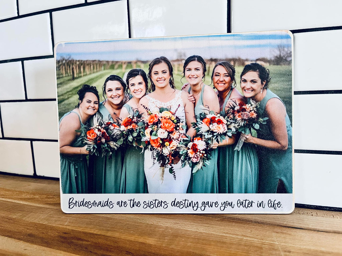 Personalized Bridesmaid Gift | Custom Wedding Photo on Wood | Bridal Party Keepsake