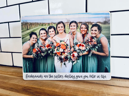 Personalized Bridesmaid Gift | Custom Wedding Photo on Wood | Bridal Party Keepsake