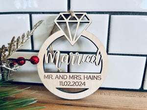 Marriage Christmas Ornament | Engaged Christmas Ornament | Personalized Wedding Ornament